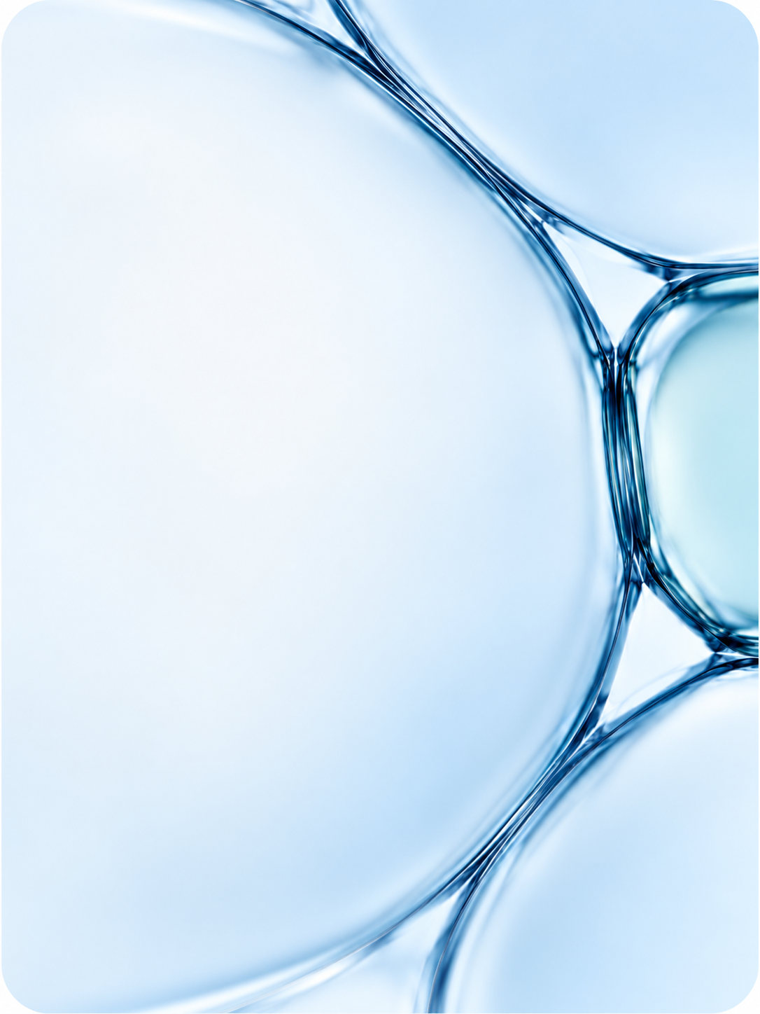 Translucent blue cellular spheres in soft light