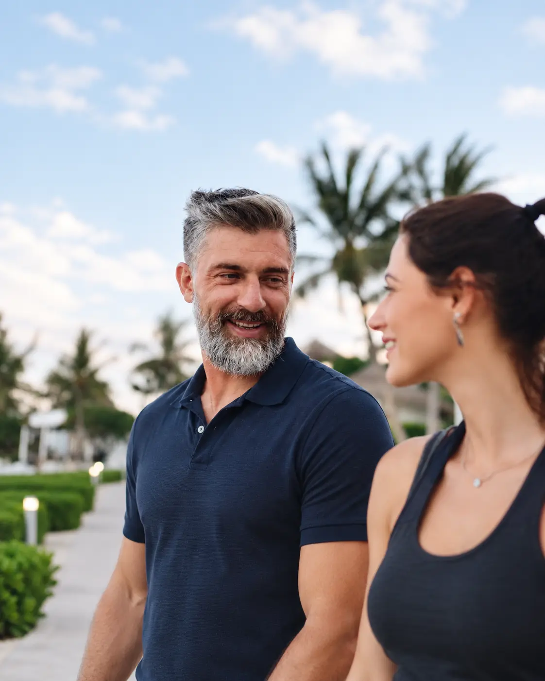 Confident couple walking
